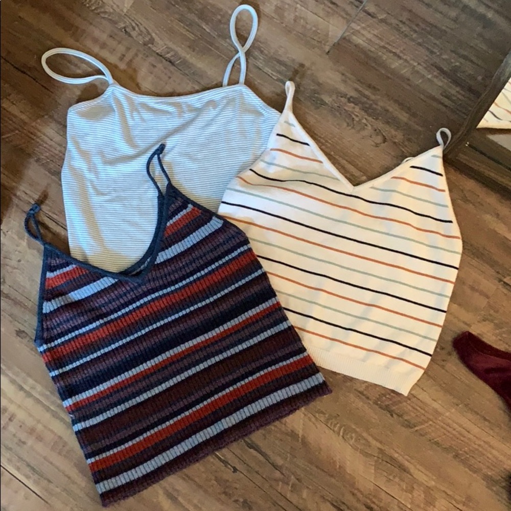 Bundle crop sweater material thin strap tops